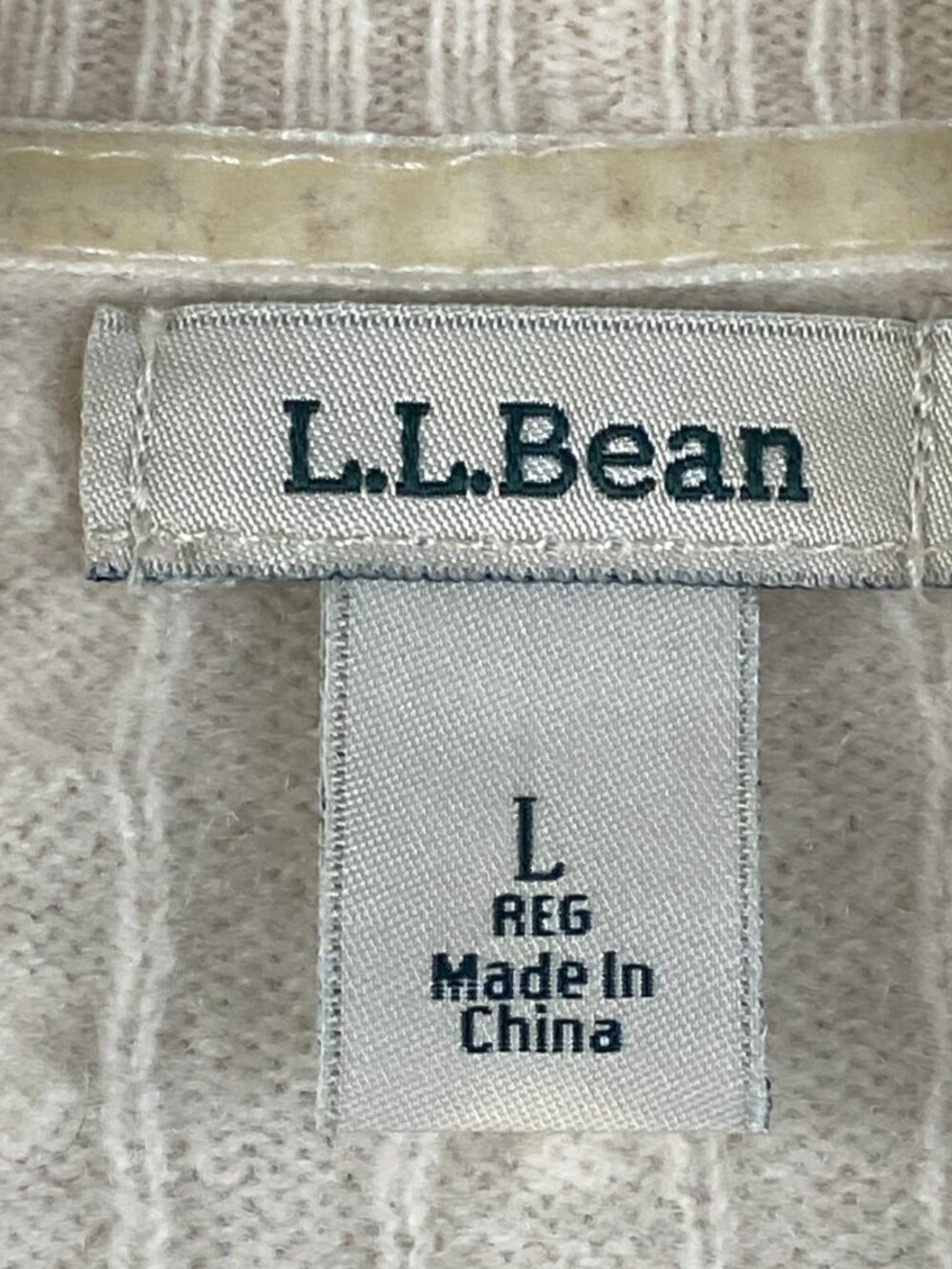 LL Bean 100% Cashmere Cable Knit Shawl Collar Cardigan Cream L 284055 - Picture 4 of 10